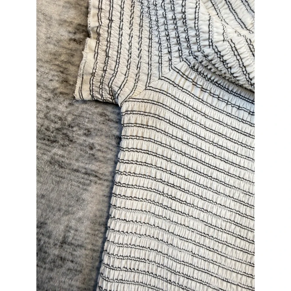 Art Class Girls Black White Striped Smocked Off Shoulder‎ Top L 10/12